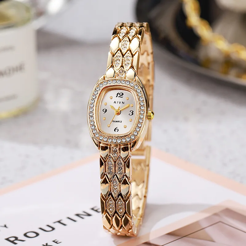 2025 New Retro Women Quartz Watch Exquisite Diamond Studded Wine Barrel Shaped Bracelet Watch Dropshipping Wristwatches Relojes