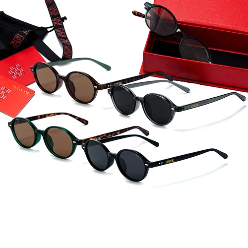 Gafas de Sol Redondas Retro TR 2025 Diseño Carey Multi Color Diario Vacaciones Regalo Lujo Mujer Caja Roja