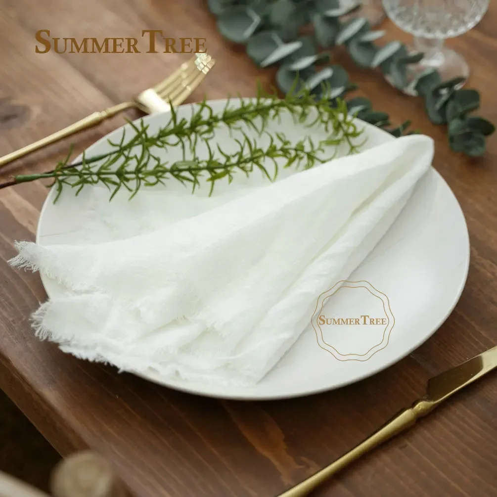 20pcs Retro Napkins 42x42cm Rustic Table Decoration Cotton Gauze Hanky Tea Towel Dining Place Mats Wedding Restaurant Supplies