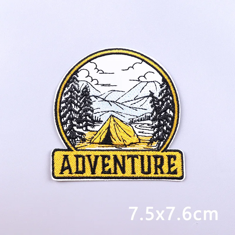 1-5 PCS/Lot Mountain Adventure Patch Iron On Patches For Clothing Sticker Outdoor Camping Embroidered Patches On Clothes Stripes