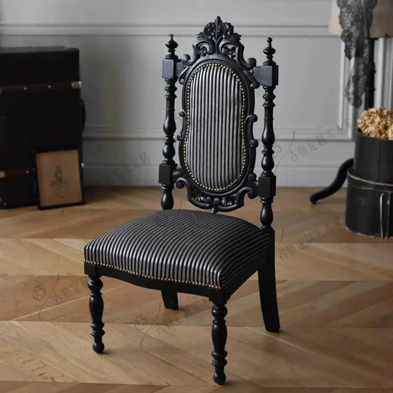 Roman column sofa chair/retro solid wood high back chair/simple black seat/personalized casual chair/customizable