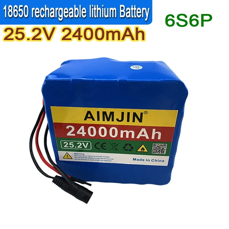 25.2V 24000Ah Large-Capacity 18650 6S6P Lithium Battery Pack BMS+ Charger