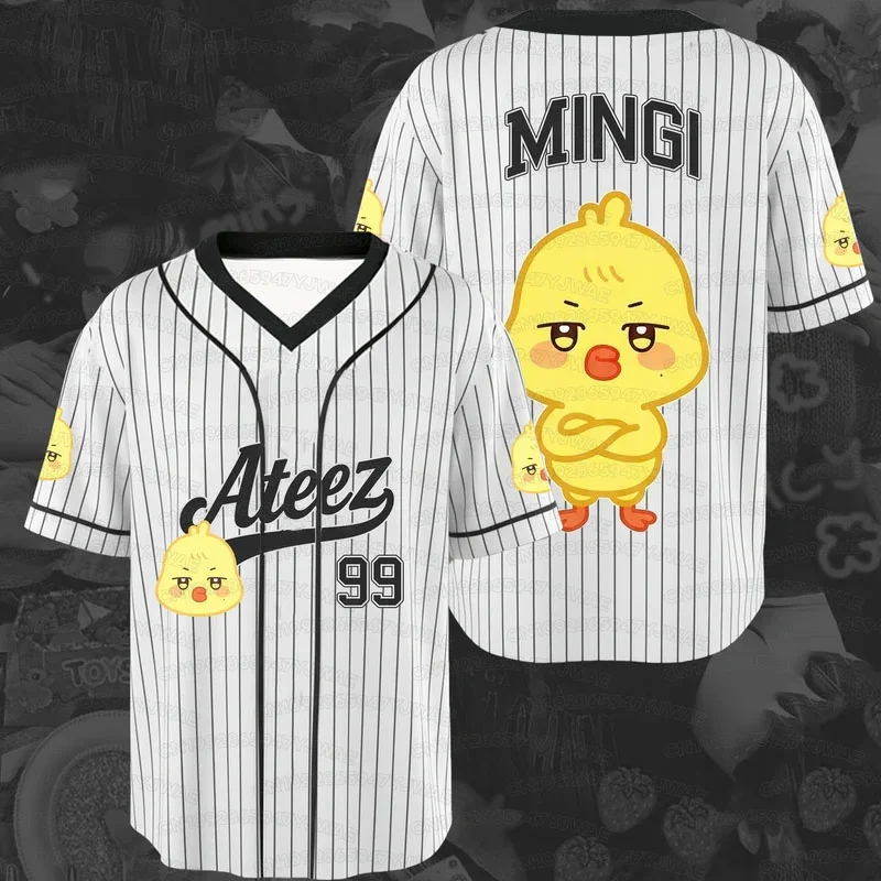 2026 Summer Men's Women's Girl Ateez Aniteez Characters 3D Print Graphic T-Shirt Kpop Fans Gifts V-neck Jersey
