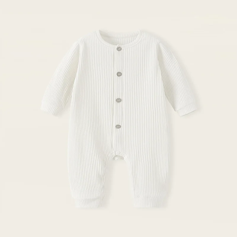 Baby Rompers 2024 Nordic Style Spring and Summer Cotton Home Clothes Newborn Solid Rompers Baby A-class Clothing