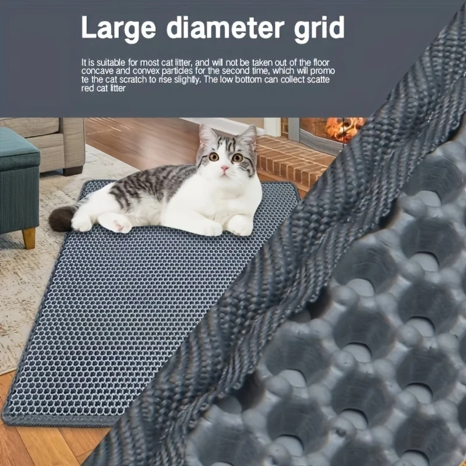 Waterproof Double Layer Cat Litter Trapping Mat, Washable Non Slip Mat for Cleaning, Pet Supplies - 1pc