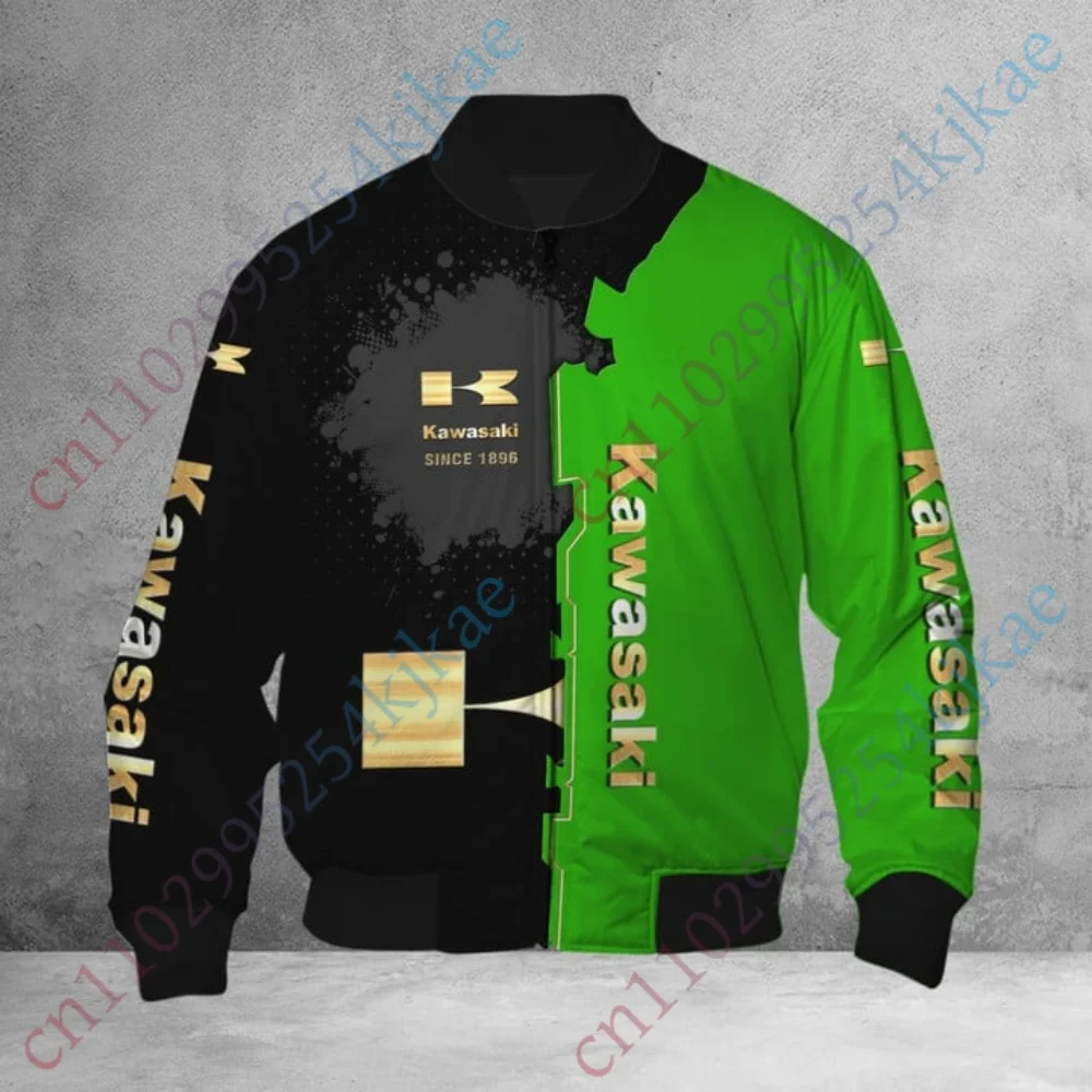 

Kawasaki Jacket For Men Clothing Harajuku Bomber Jacket Winter Baseball Uniform Lightweight Men's clothing Thick Coat Streetwear