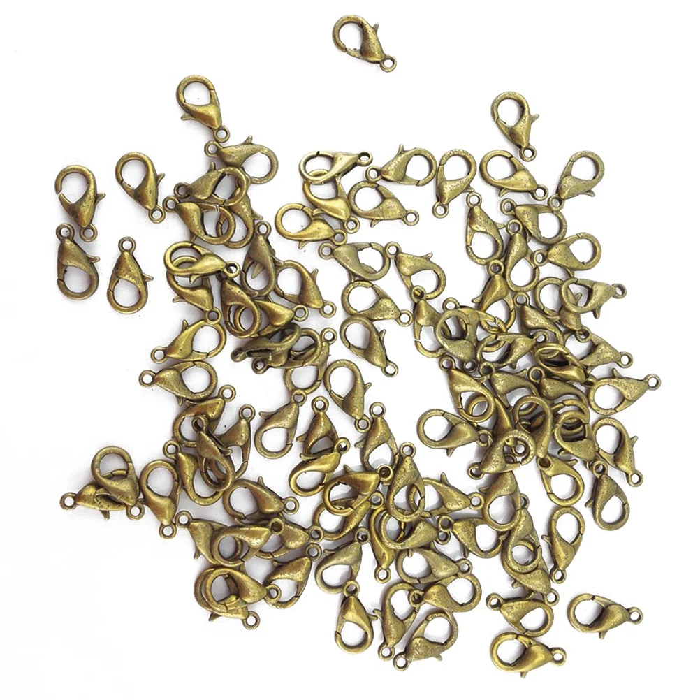 100 peças 7x12mm fecho lagosta para fazer jóias suprimentos diy pingente fecho artesanato descobertas fechamento suave gancho curvo bronze