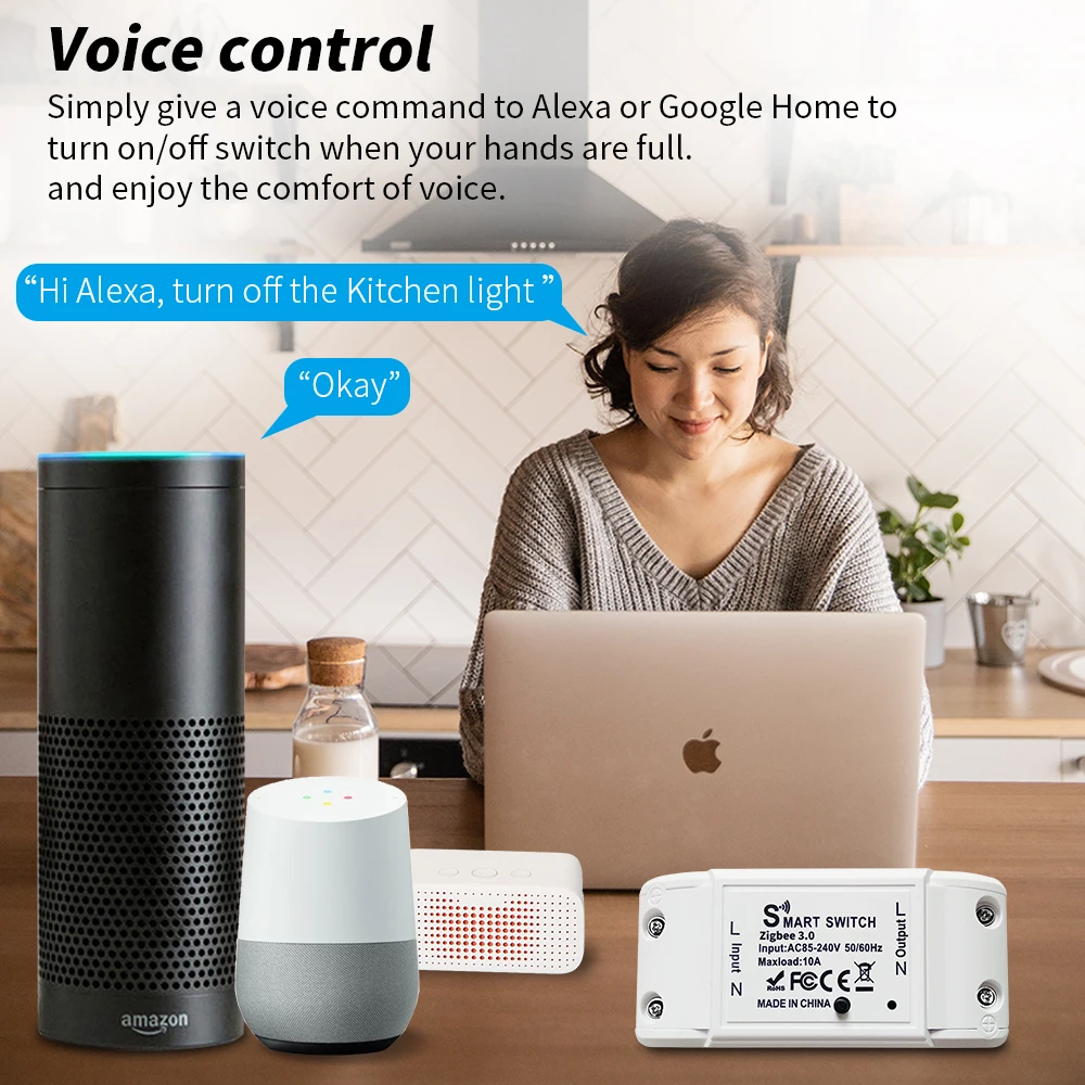 Tuya ZigBee 3.0 Smart Switch Breaker Timer LED Light Wireless Controller Smart Home Automation Relay Module Support Alexa Google