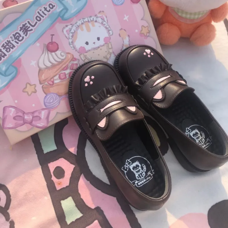 Lolita JK Princess Cosplay Shoes Women Black PU Platform Mary Jane Round Toe Shoes Cat Ear Paw Kawaii Daily Holiday Gift New 5