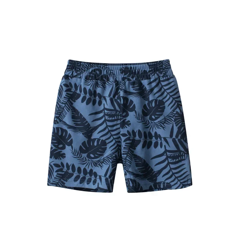 2024 Summer New Casual Beach Shorts for Boys Coconut Tree Dinosaur Short Pants Children\'s Striped Car Elastic Waist Kids Shorts