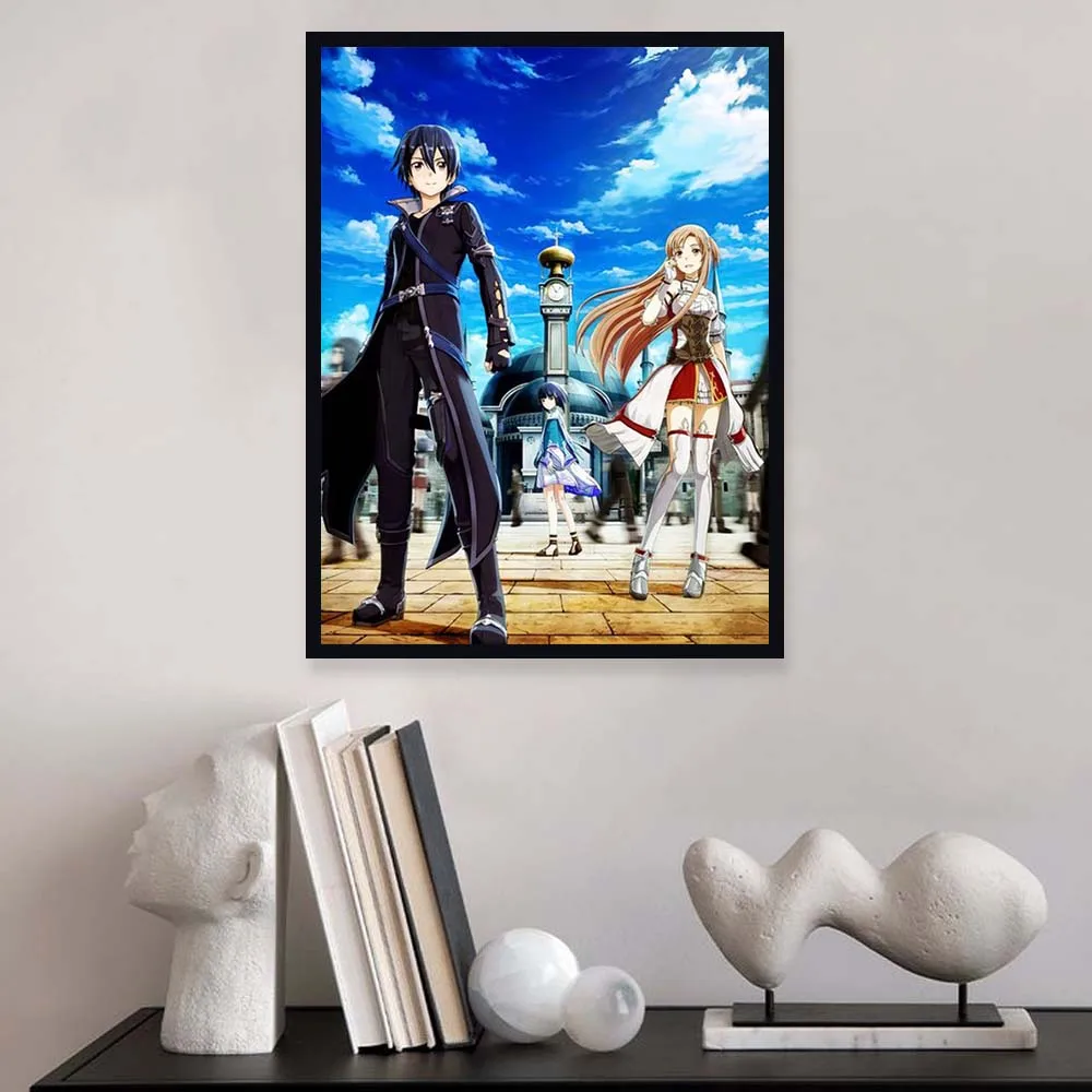 Sword Art Online Picture Japanese Anime Character Kirito Asuna 5D Diamond Painting Kit Mosaic Embroidery Room Decor Fan Gift view 3