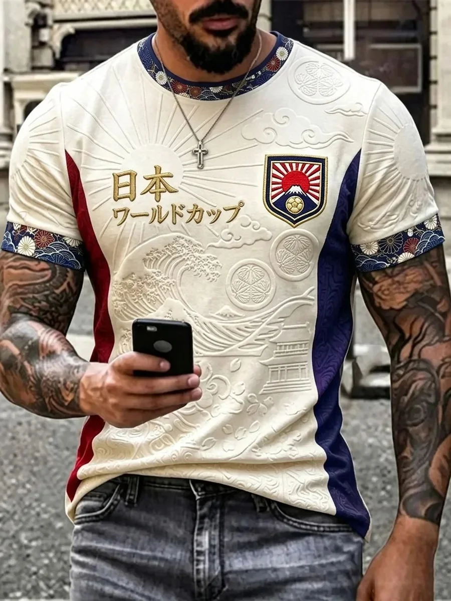 2026 New Japanese Sakura Concept Football Shirt for Fans 3D Quick Drying Sports Training Competition Men's T-shirt Top