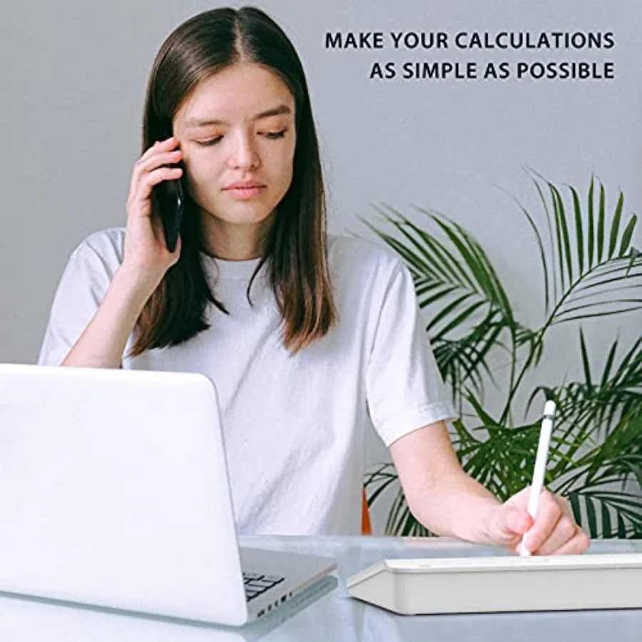 Glass Desk board with Calculator 18x6 in, Desk Organizer, Desktop board with 12-digit LCD calculator. Storage for office, home,