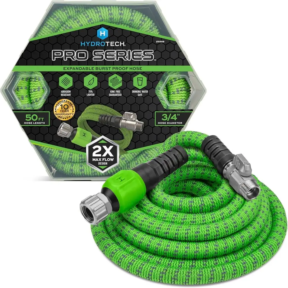 

Expandable 50ft Garden Hose, Dual Layer, 3/4 Flexible, Lightweight for Lawn & Car Washing, Outdoor Cleaning