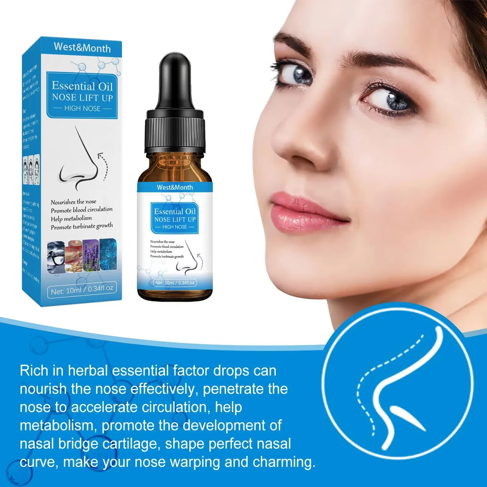 Nose Lifting Essential Oil Lift Up Heighten Rhinoplasty Care Beauty Nose Beautiful Shaping Nosal Bone Remodeling Massage Essence