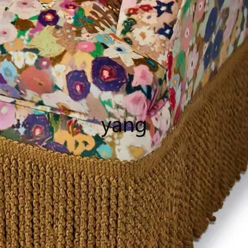 LMM الرجعية الرعوية الصغيرة الأزهار كرسي مرتفع الظهر الخشب الصلب أريكة مزدوجة