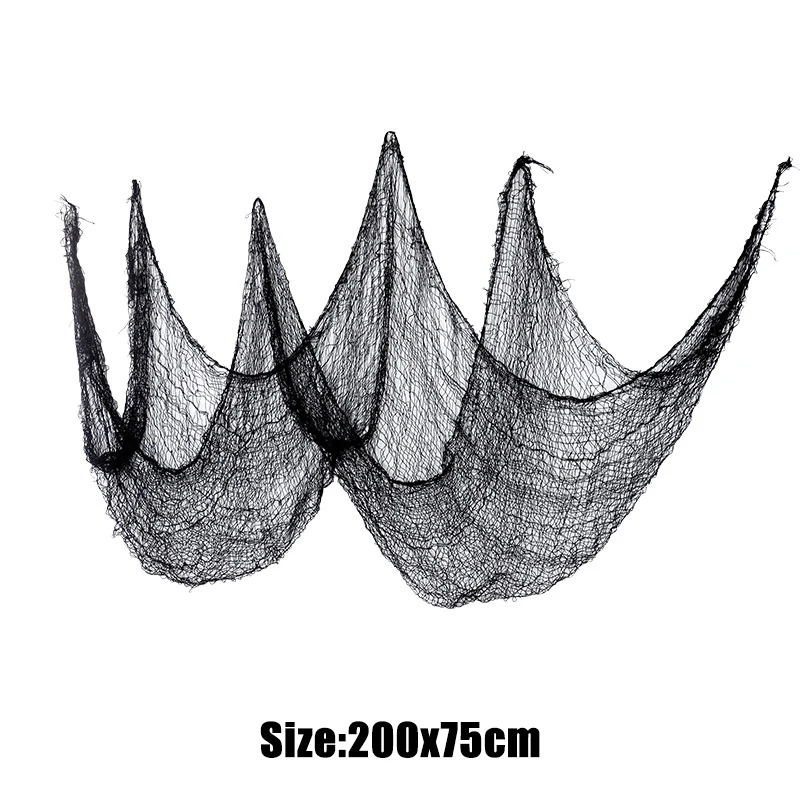 1/5Pcs Halloween Black Gauze Cloth Haunted Houses Horror Props For Halloween Party Home Indoor Outdorr Decoration Scary Fabric - view 6