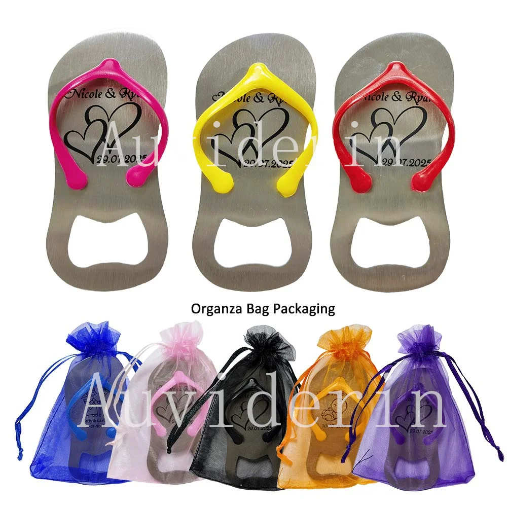 30/20Pcs Personalized Flip Flop Beer Bottle Openers 24/25/28/32Pcs for Baby Shower Favor Slipper Opener Print Logo In Gift Bag