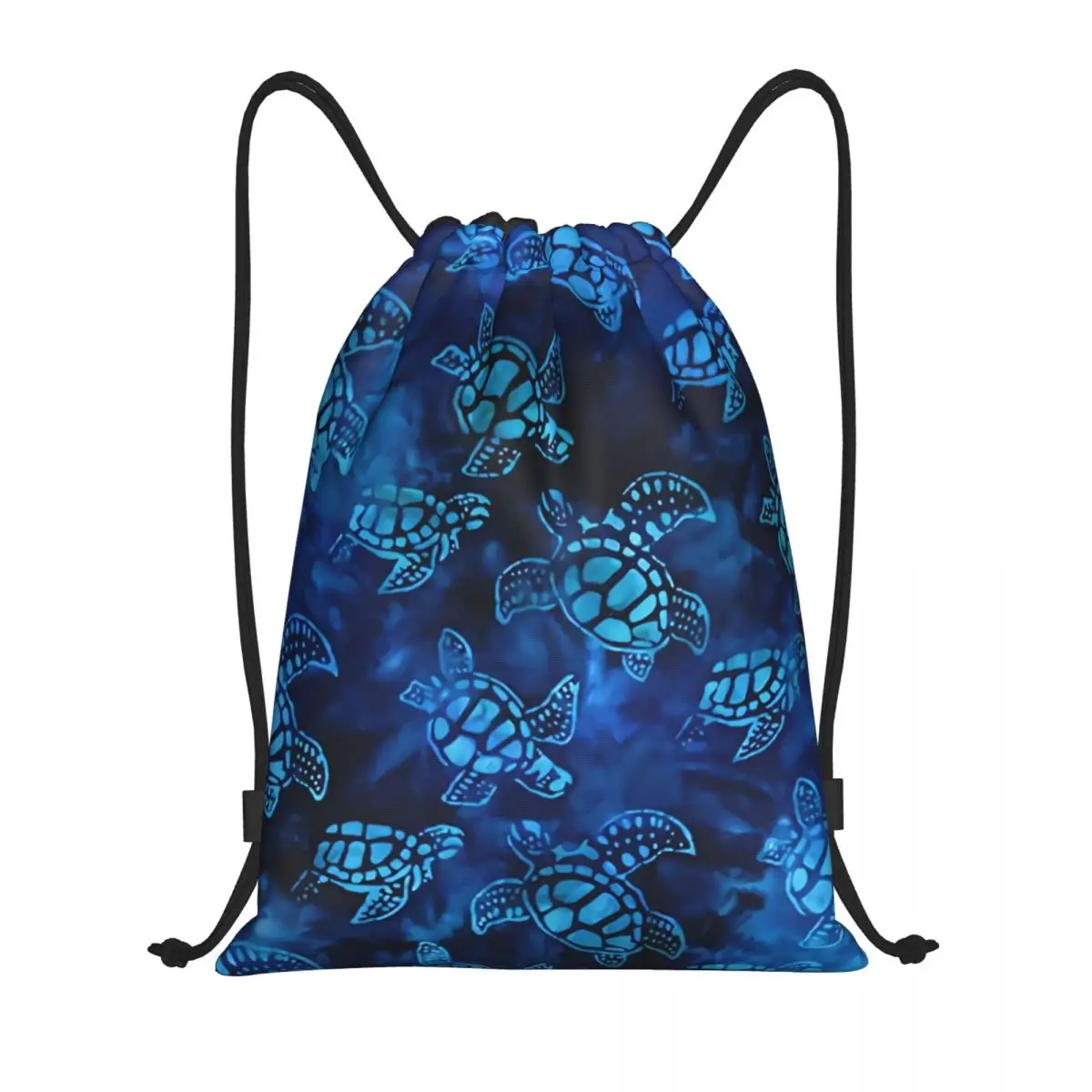 Custom Blue Sea Turtles Drawstring Bags Women Men Foldable Sports Gym Sackpack Sea Animal Nautical Shopping Storage Backpacks