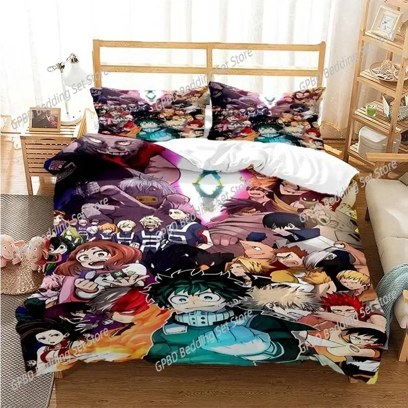 

New Anime My Hero Academia Printed Comfortable Duvet Quilt Cover Pillowcase Bedding Set Children Bedroom Decoration Home Textile