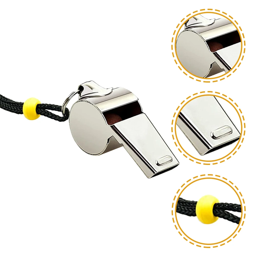 

3pcs Stainless Steel Whistle with Lanyard for Referee Sports Race Kids Cheer Multi-Function Loud Crisp Sound Light Weight