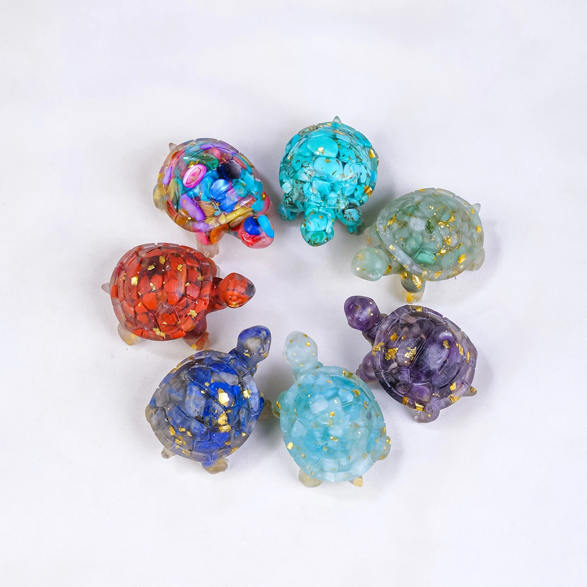 1pc Natural Crystal Gravel Drip Resin Small Turtle Crystal Handicraft Car Home Desktop Decoration Ornaments
