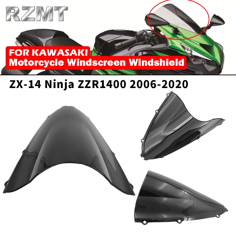 For Kawasaki ZX-14 Ninja ZZR1400 2006-2020 Windscreen Windshield Shielda Double Bubble Wind Deflector Motorcycle Accessories