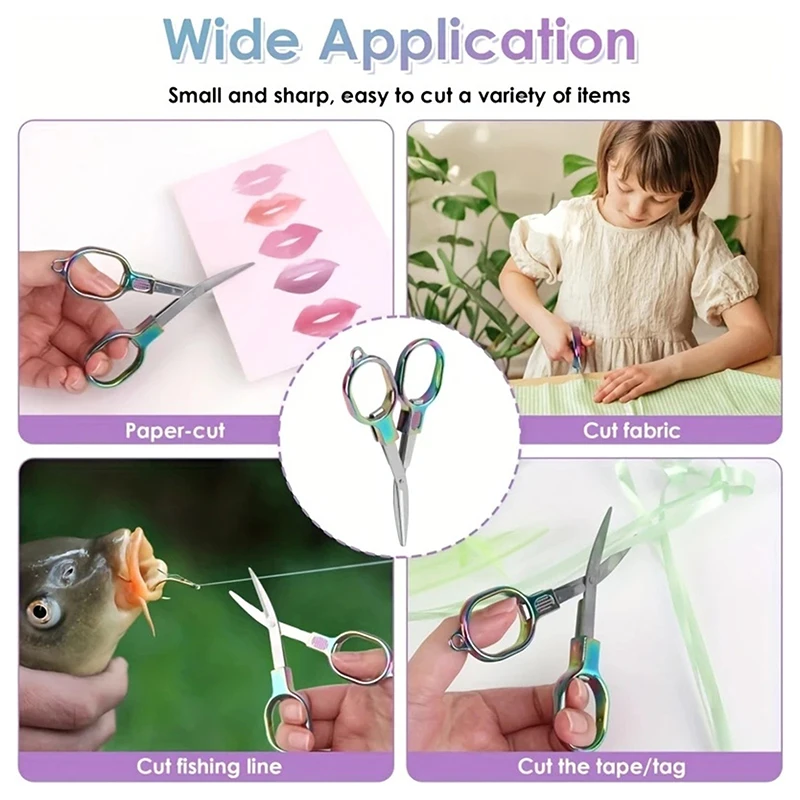 Stainless Steel Embroidery Needlework Scissors Sewing Folding Scissors Fishing Line Scissors Sewing Tools Kitchen Accessories