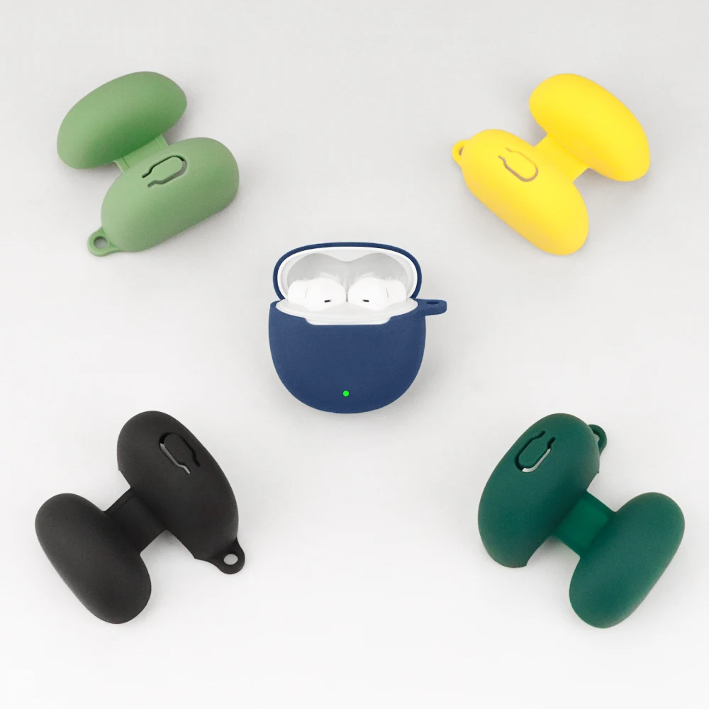 حافظة سيليكون مقاومة للصدمات لهاتف فيفو TWS Air 2 ، حماية كاملة الحافة ، غطاء سماعات بلوتوث ، بلون سادة