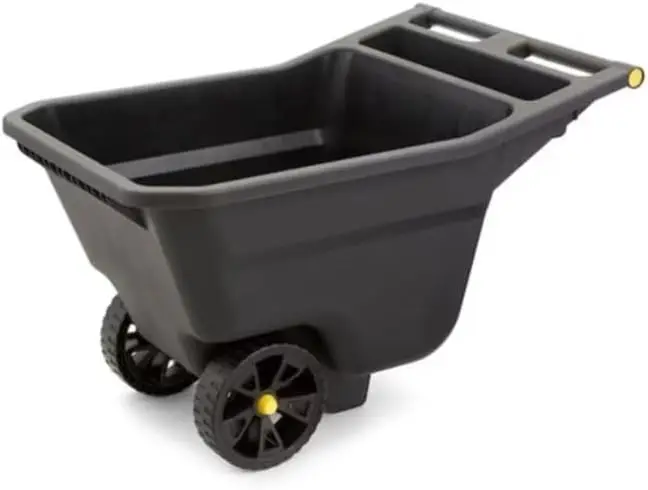 Poly Plastic Yard Cart With Handle &N 9 Inch Molded Wheel Barrow | 5-Cu Ft |