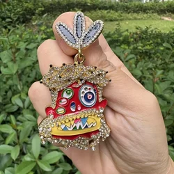 Personalized Men's Hip Hop Cartoon Avatar Pendant Micro Inlaid Zircon Ethnic Style Multi Color Little Devil Pendant Necklace