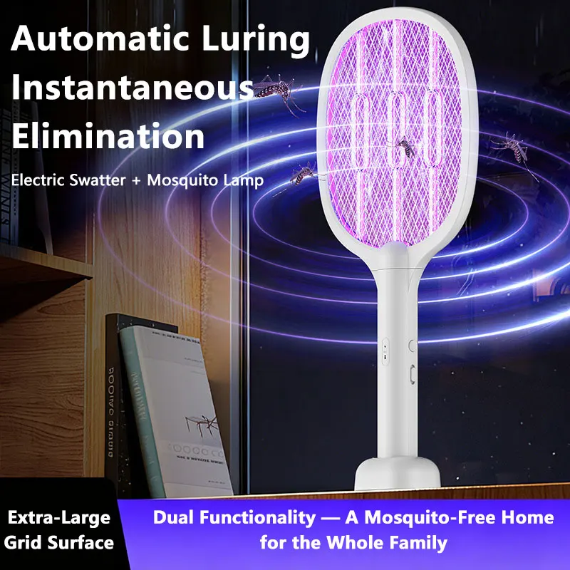 2 In 1 Electric Mosquito Swatter Killer Lamp Foldable Rechargeable Mosquito Killer Lamp With UV Light Bug Zapper for Home New