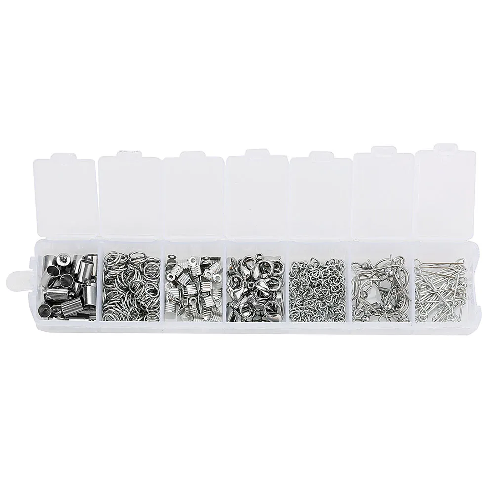 

770 pcs Stainless Steel Fittings Buckle Accessories for DIY Craft Jewelry with Durable Lobster Clasp Set Pin Storage
