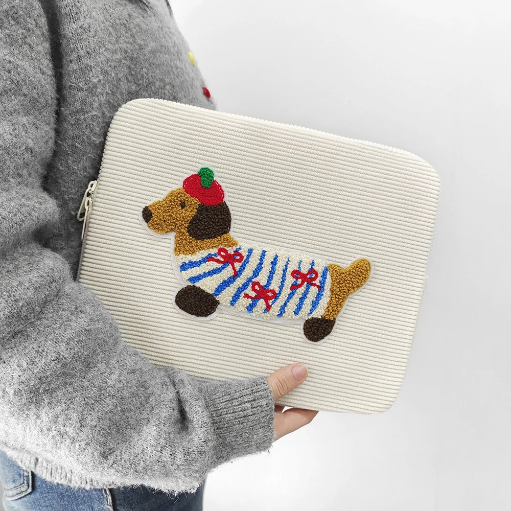 Capa fofa para laptop de cachorro salsicha, adequada para MacBook Air/Pro, bolsa para laptop para meninas Dell, vem com capa para tablet de 11 a 15,6 polegadas