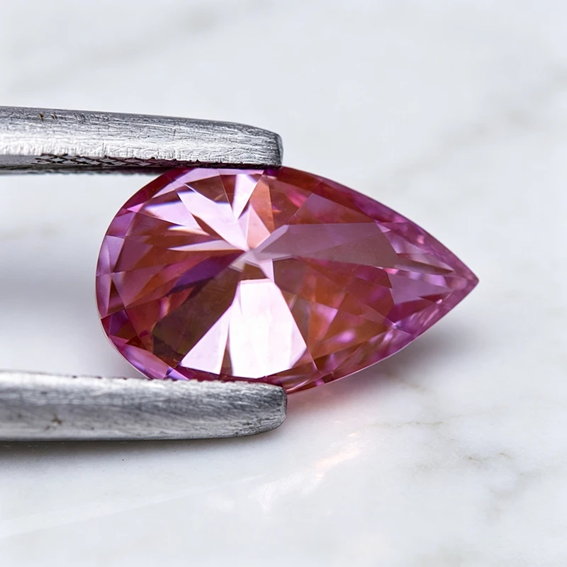 Moissanit-Stein in Birnenform Sakura-Rosa Laborgezüchteter Edelstein für DIY-Schmuckherstellung Besteht Diamanttester mit Zertifikat – Detail 5