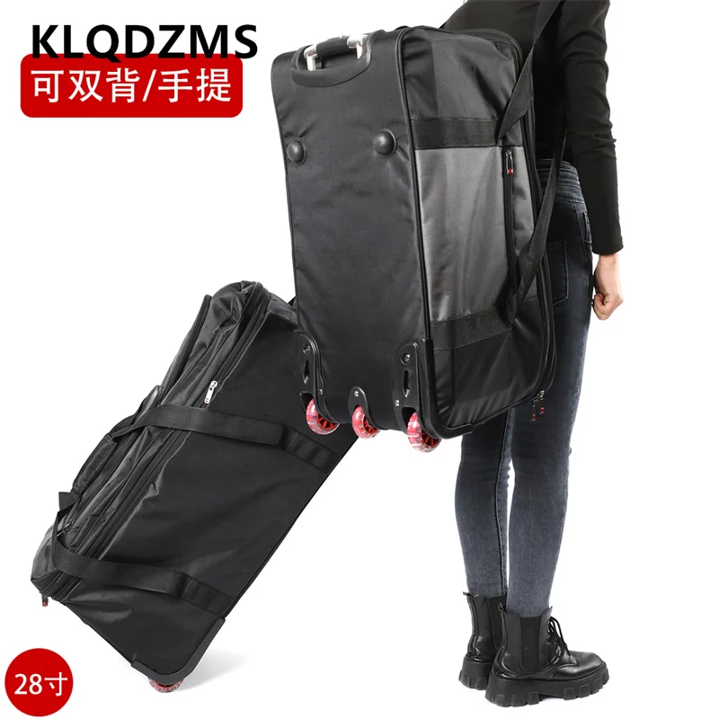 Klqdzms 28 "30" Polegada mala de carrinho universal de alta qualidade grande capacidade dobrável bagagem de mão com rodas rolando saco de viagem