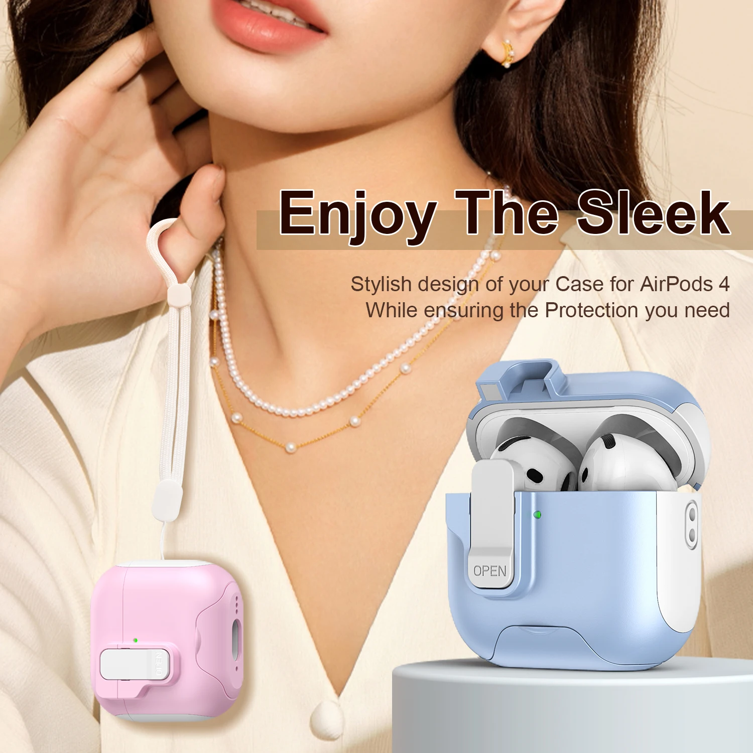

Magnetic Bracket Earphone Case For Apple AirPods Pro2 Pro Luxury Cases For AirPods 4 3 2 1 protective Cover with Quality Lanyard