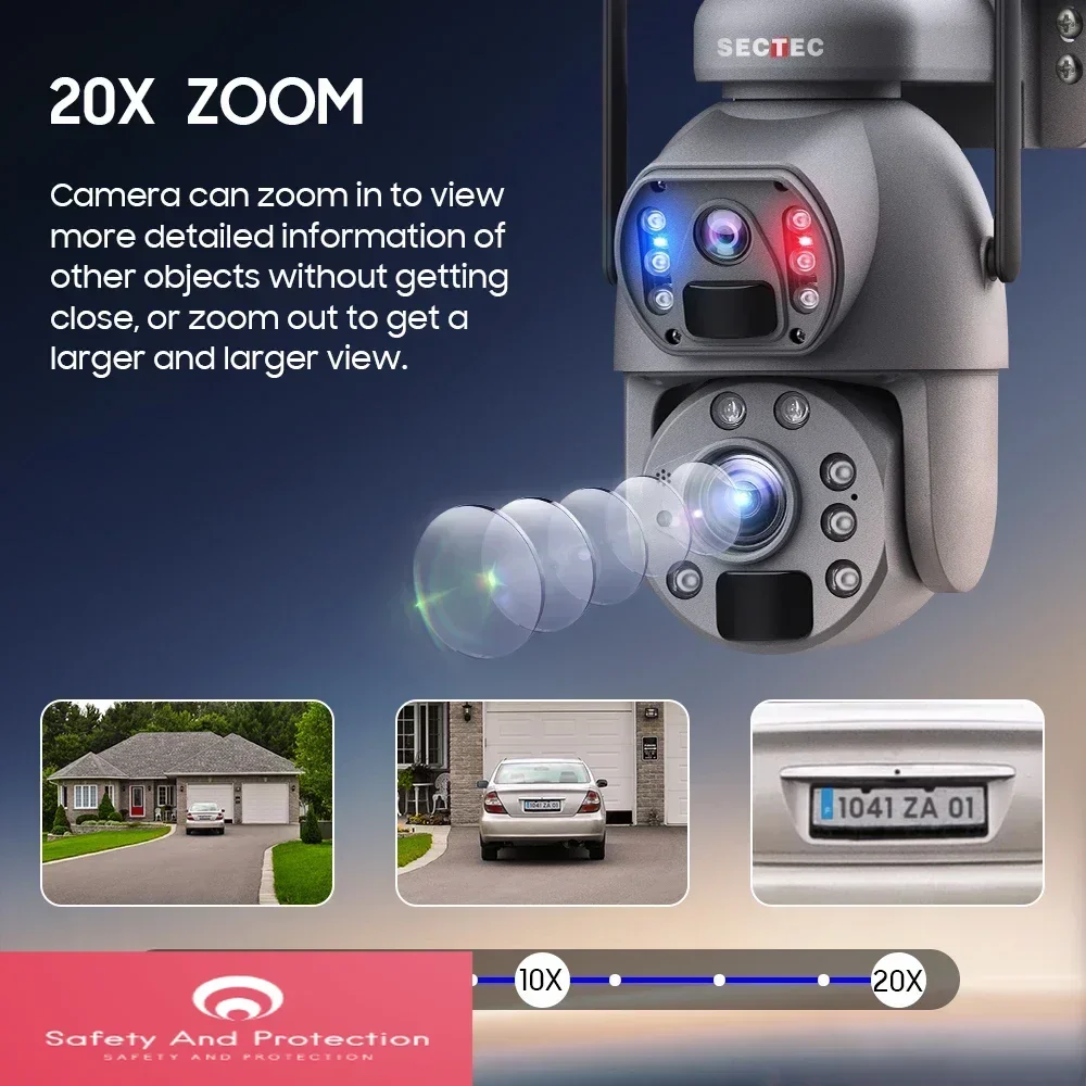 

20X Zoom HD 6MP IP Camera 4G Solar Waterproof Metal Casing Camera 3K Dual Lens IP CCTV PTZ Outdoor Security Network Solar Camera