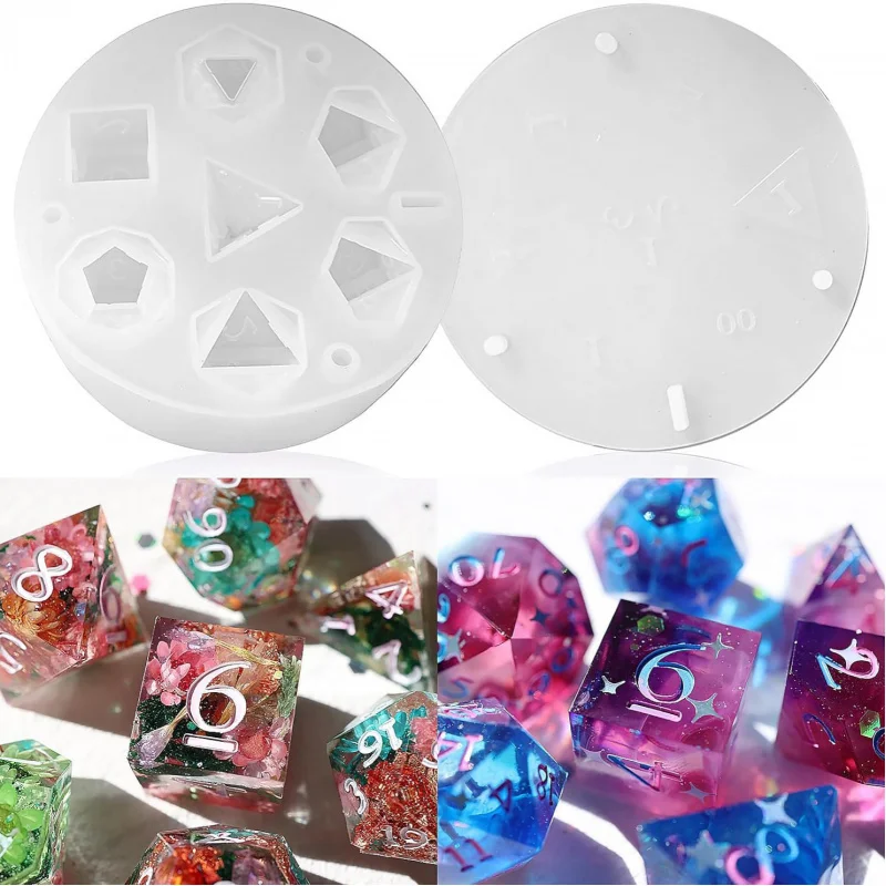 

Polyhedral Dice Resin Box Silicone Mold for DIY Epoxy Craft, Love-Number Dice Tabletop Game Props
