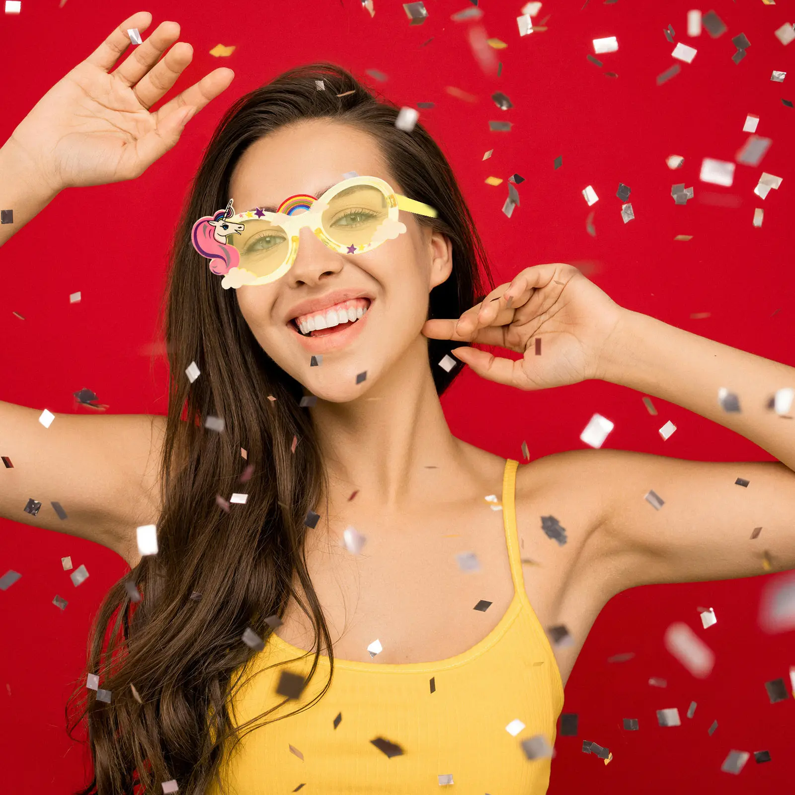 

Funny Birthday Party Glasses Rainbow Unicorn Cartoon Sunglasses Comfortable Photo Booth Prop Novelty Eyewear for Theme Party