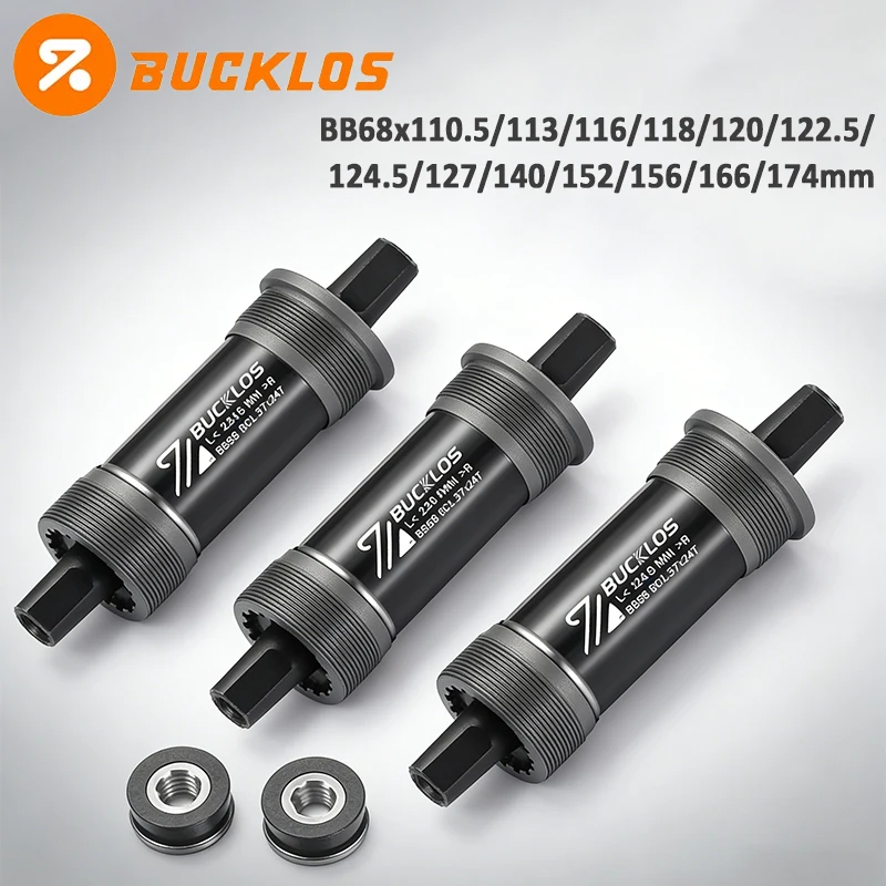 

BUCKLOS Bicycle Bottom Bracket BB68 Square Hole MTB Road Bike Bottom Bracket 116 118 120 122.5 127 140 152 156 166 174mm Bike BB