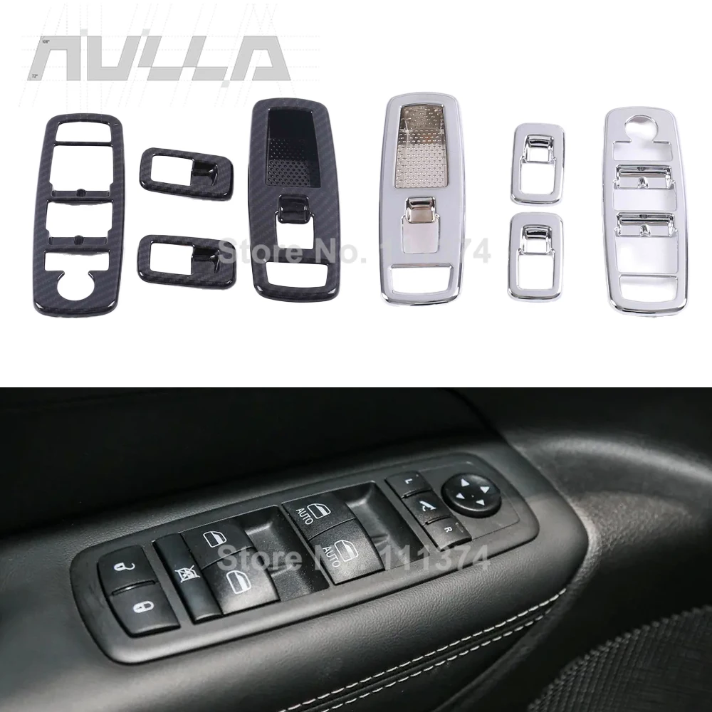 

Хром для Jeep Grand Cherokee WK2 2011-2020 автомобильное оконное стекло, панель переключателя подъема, крышка, карбоновая отделка, аксессуары