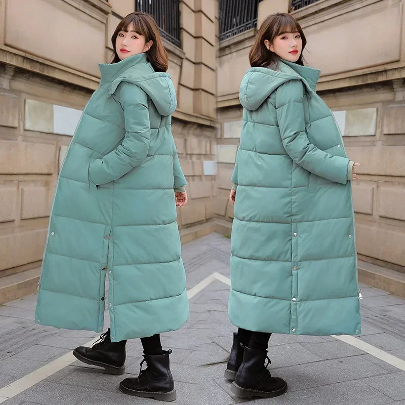 Down Cotton-padded Jacket Womens Long Knee-length Winter New Slim Lengthened and Thickened Cotton-padded Jacket for Women