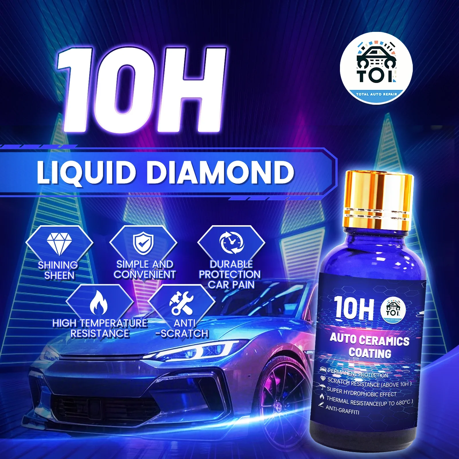 

2 комплекта керамического покрытия 10 часов, жидкое алмазное покрытие, керамическое покрытие 10 часов для автомобильной краски, более 2 года, легко наносится, глянцевое