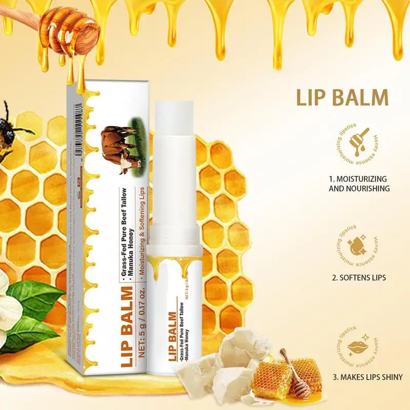 Tallow Lip Balm Moisturizer Lip Balm Hydrating Brightening Lipstick Moisturizing Fade Lip Lines Nourishing Lip Balm Lip Care