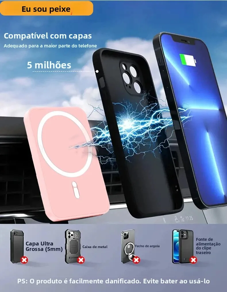 Carregador Magnético Sem Fio HOMEFISH para Celular/Tablet/Relógio, Suporte para Celular no Carro, Estação de Carregamento Rápido