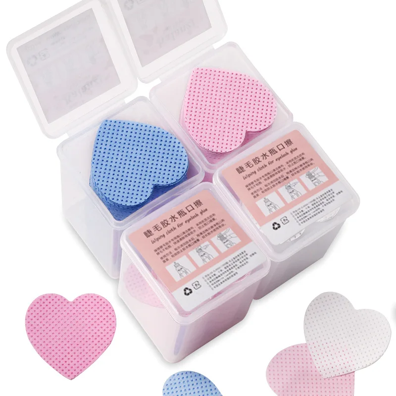 Lint Free Nail Wipes Pink Heart Shape Gel Nail Polish Remover Eyelash Extension Glue Cleaning Pad Absorbent Soft Removal Tool