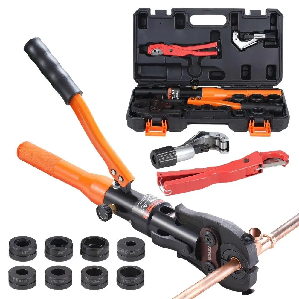

Copper Tube Fittings Crimping Tool 8 Jaws Pipe Cutter 360 Degree Rotatable Adjustable Piping Tool for Plumbing Work