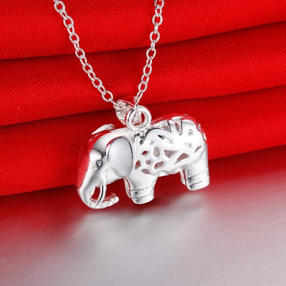 Street fashion 925 Sterling Silver Pretty elephant pendant Necklace For Women Wedding accessories party designer Jewelry gifts