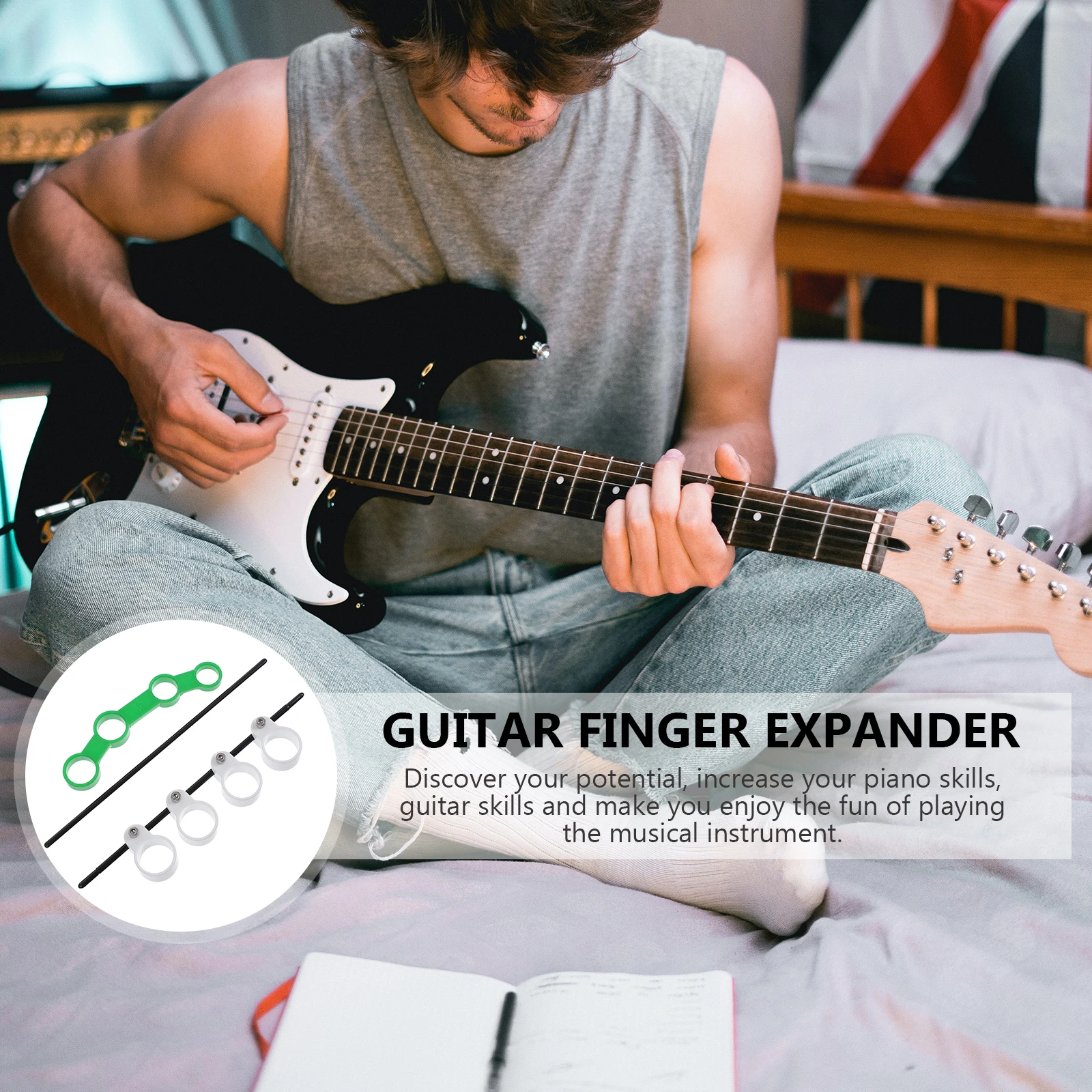 

Guitar Finger Expander Musical Instrument Trainer for Beginner Smooth Edge Compact Size Store Piano Ukulele Practice
